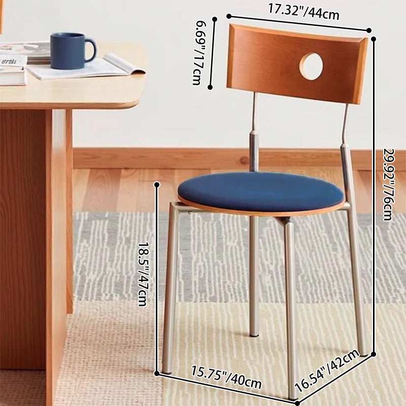 Moderner nordischer Esszimmerstuhl mit runder Rückenlehne aus Samt, Birkenholz und Eisen, ohne Armlehnen, für Esszimmer &amp; Küche 