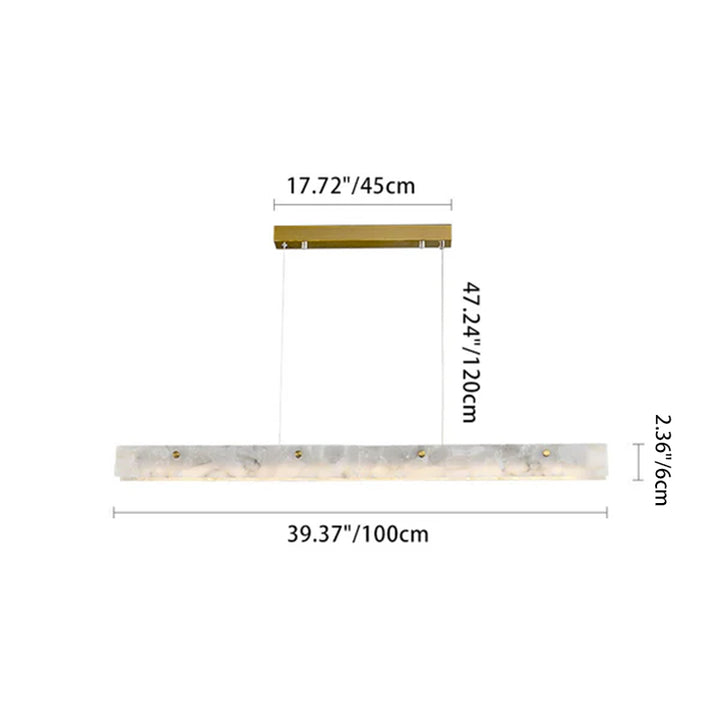 Lustre rectangulaire contemporain en fer et pierre avec LED pour salle à manger 