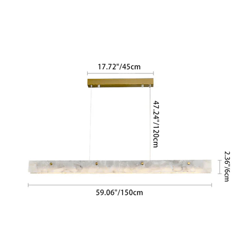 Lustre rectangulaire contemporain en fer et pierre avec LED pour salle à manger 