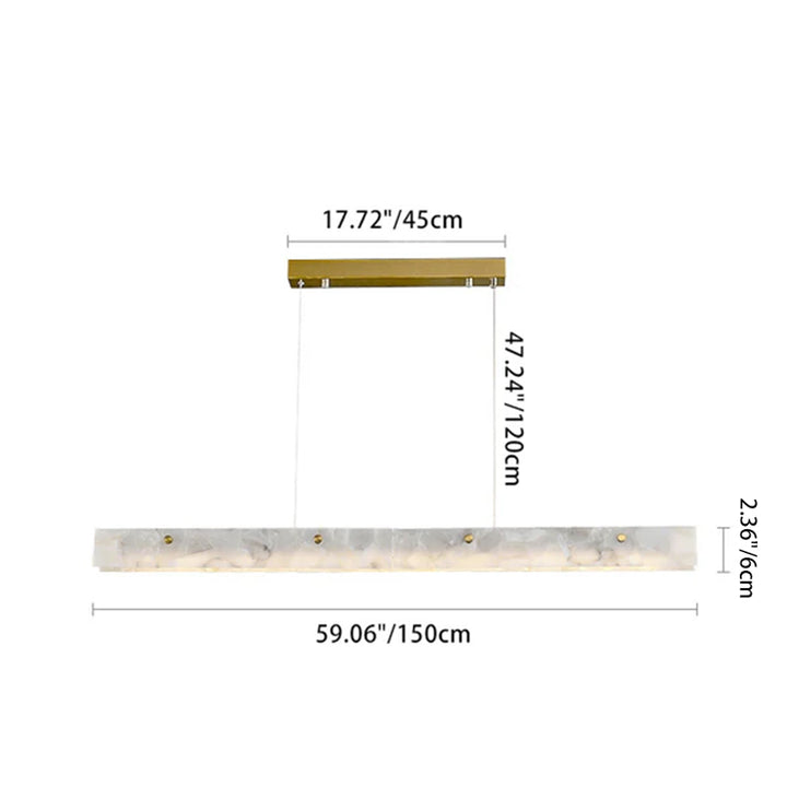 Lustre rectangulaire contemporain en fer et pierre avec LED pour salle à manger 