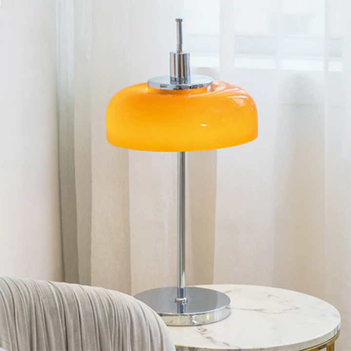 Nordic Vintage Orange Eisen Glas 3-Licht Tischlampe 