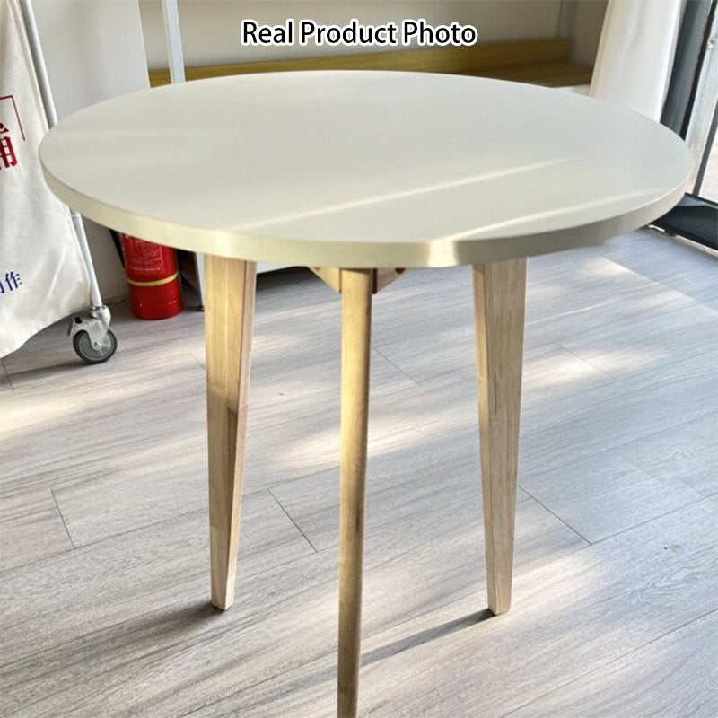 Modern Minimalist Round Medium Density Fiberboard Rubberwood Coffee Table 3 - Leg For Living Room