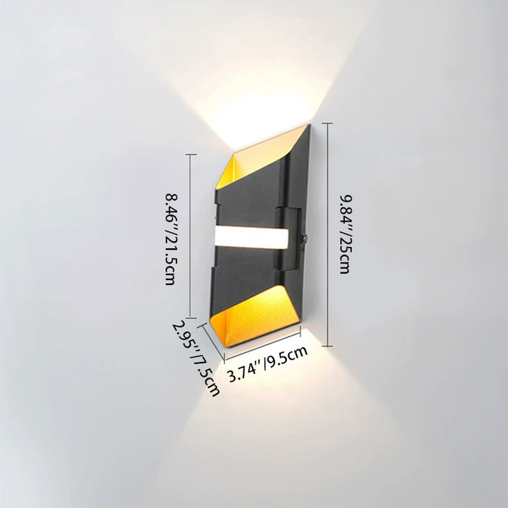 Contemporary Industrial Square Aluminum Glass Up And Down Beam Waterproof LED Wall Sconce Lamp For Outdoor Patio