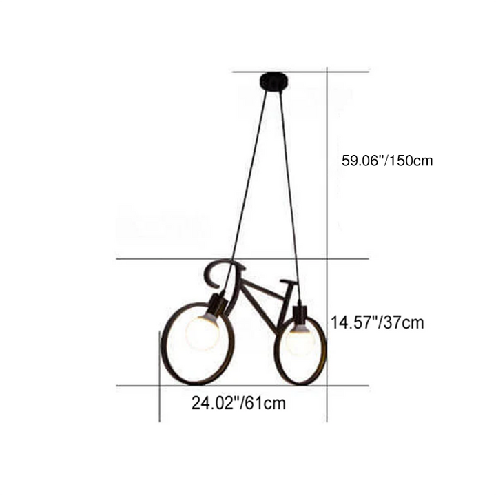 Contemporary Creative Bicycle Shape Iron 2-Light Kids Chandelier For Living Room &amp; Bedroom
