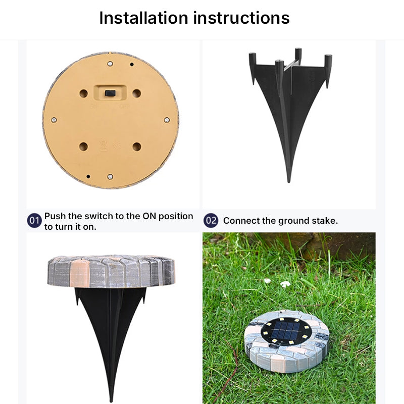 Modern Minimalist Solar Outdoor Round Resin Brick LED Garden Ground Insert Decorative Landscape Light For Outdoor