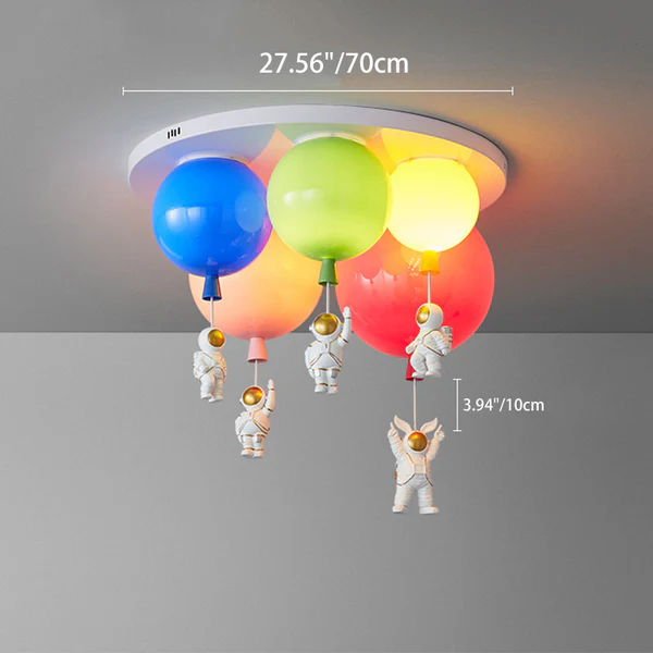 Zeitgenössische kreative Acryl bunte Ballon Raumfahrer Hardware 5-Licht Deckenleuchte für das Schlafzimmer 