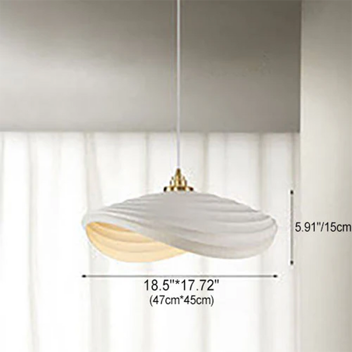 Contemporary Nordic Resin Striped Geometric Dome 1-Light Pendant Light For Living Room