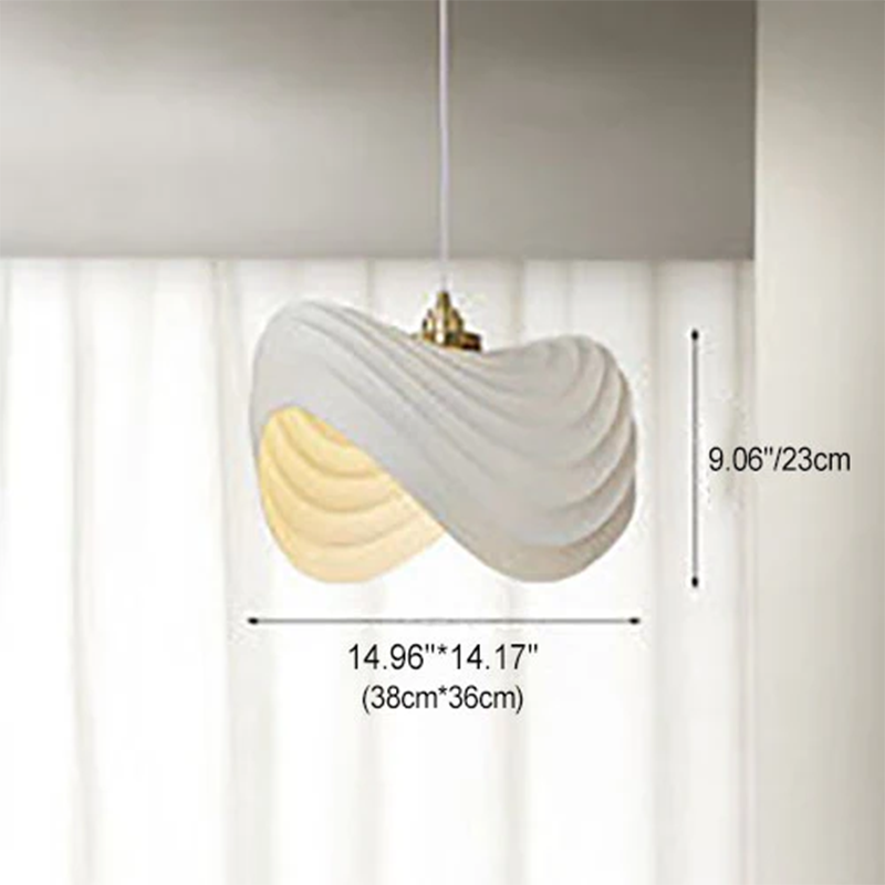 Contemporary Nordic Resin Striped Geometric Dome 1-Light Pendant Light For Living Room