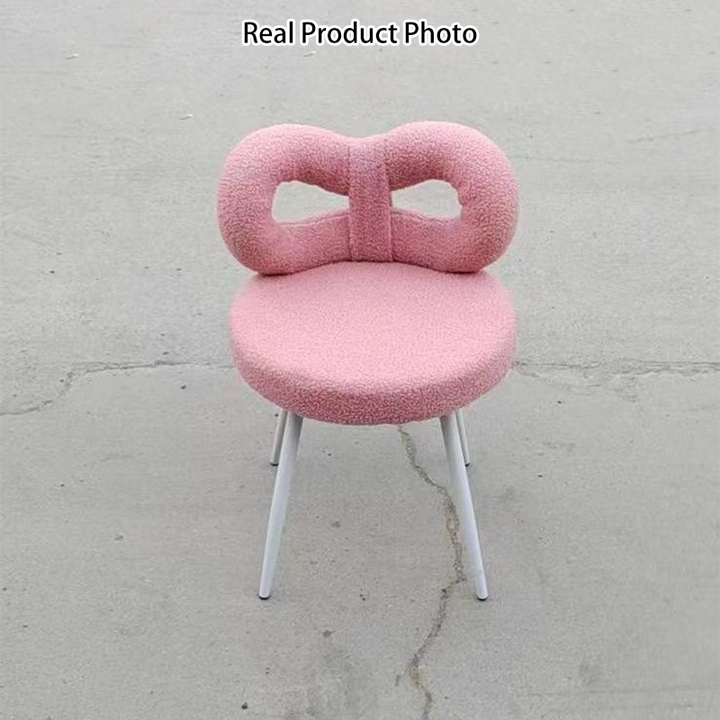Tabouret de coiffeuse en fer sans dossier avec nœud créatif en laine d&