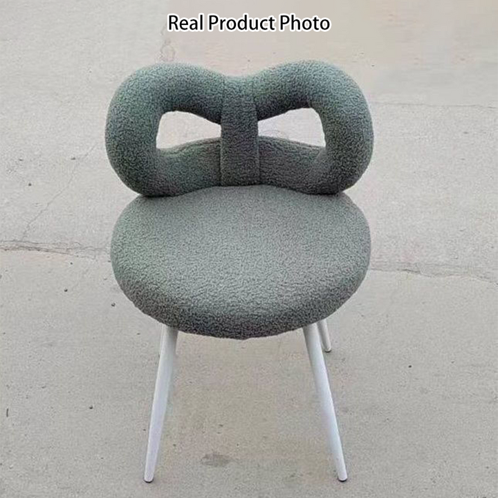 Tabouret de coiffeuse en fer sans dossier avec nœud créatif en laine d&