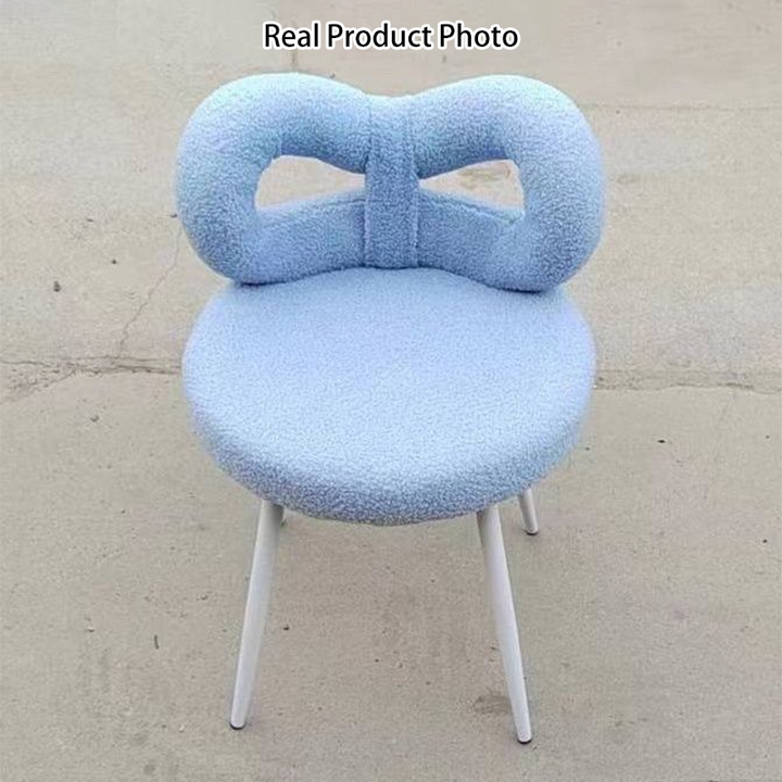 Tabouret de coiffeuse en fer sans dossier avec nœud créatif en laine d&