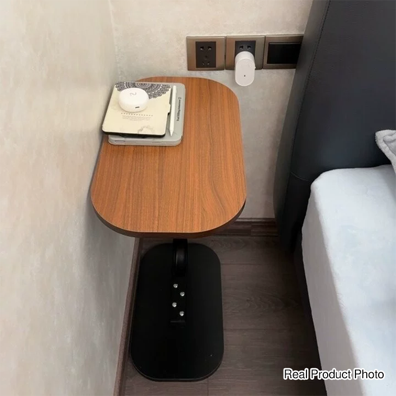 Traditioneller Vintage-Holzmaserungsdichteplatte C-förmiger Beistelltisch für Wohnzimmer 