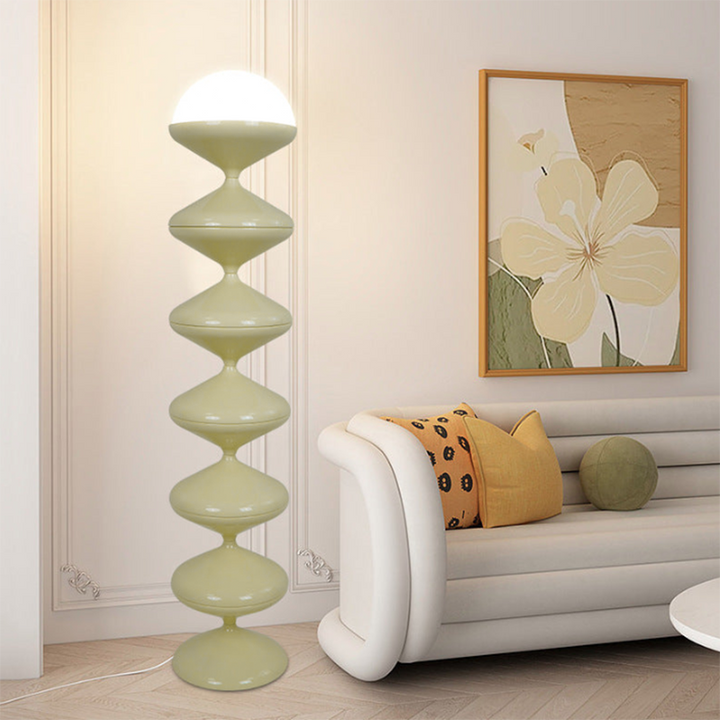 Zeitgenössische skandinavische Eisen-Acryl-Creme-Runde 1-Licht Stehlampe für das Schlafzimmer 