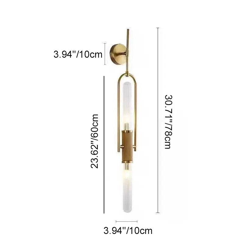 Contemporary Retro Iron Glass Long Strip LED Wall Sconce Lamp For Living Room