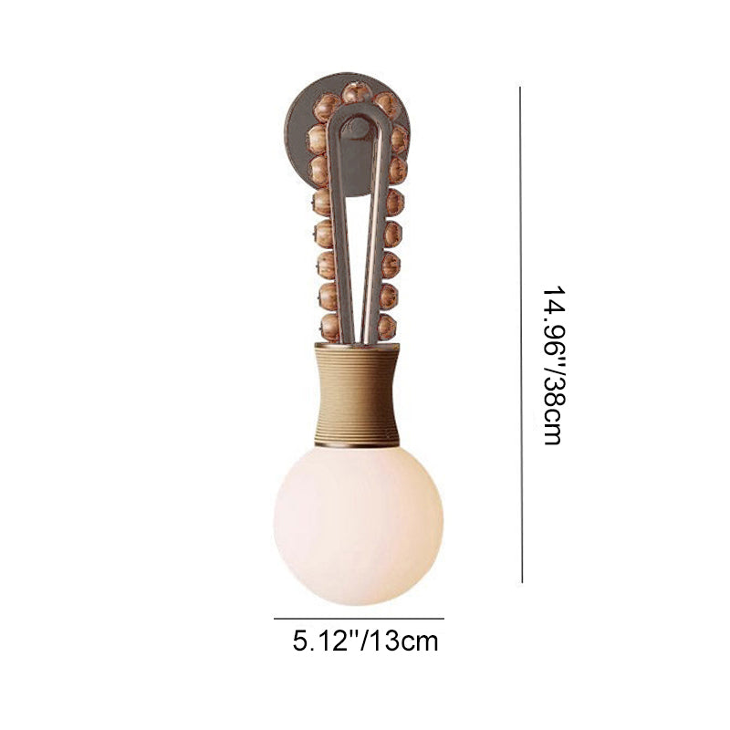 Lampe murale à une lumière en aluminium avec corde suspendue ronde traditionnelle française et globe en verre pour chambre à coucher 