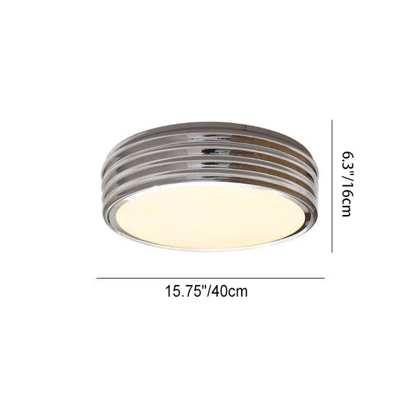 Contemporary Industrial Chrome Iron Acrylic Multi-Layer Drum LED Flush Mount Ceiling Light For Hallway