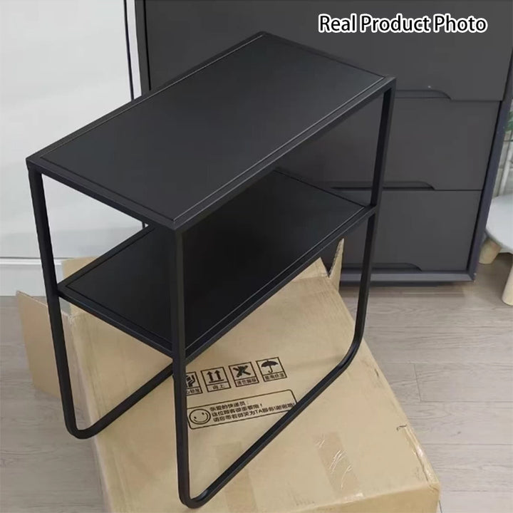 Modern Minimalist Rectangular Iron Stainless Steel End Table 2-Tier For Living Room