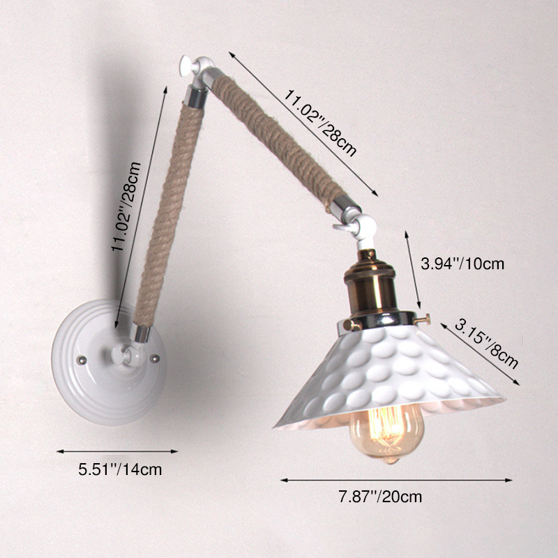 Aplique de pared plegable tipo granero industrial contemporáneo blanco de 1 luz para pasillo 