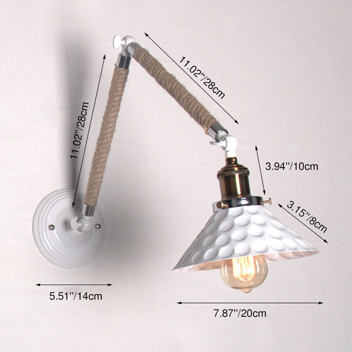 Aplique de pared plegable tipo granero industrial contemporáneo blanco de 1 luz para pasillo 