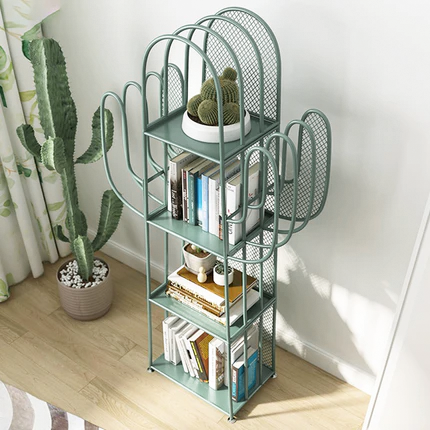 Étagères à livres en fer en forme de cactus, minimalistes modernes, 4 niveaux, artistiques et durables pour salon 