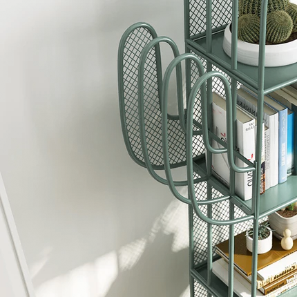 Étagères à livres en fer en forme de cactus, minimalistes modernes, 4 niveaux, artistiques et durables pour salon 