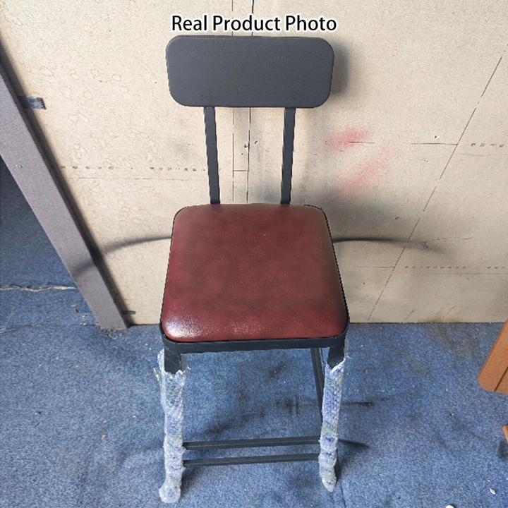 Contemporary Industrial Rectangular Round PU Leather Iron Bar Stool Backrest Armless For Dining Room