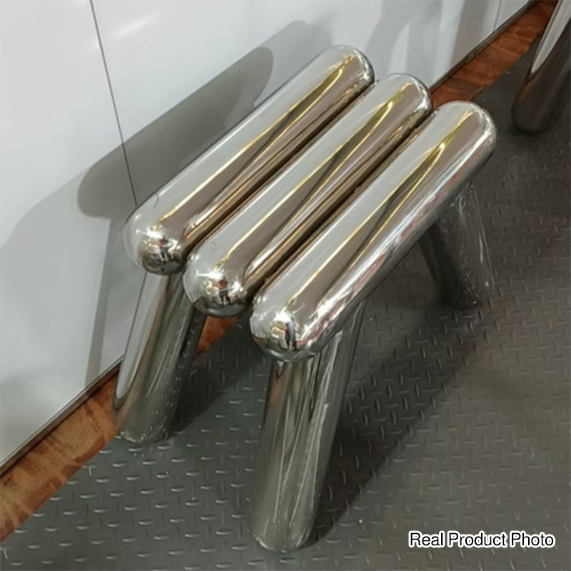 Moderner Art-Deco-Trapez-Hocker aus Edelstahl, ohne Rückenlehne und Armlehnen, für das Wohnzimmer 