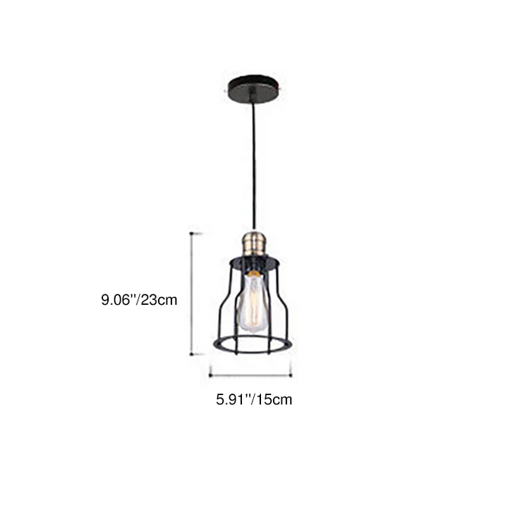 Moderne industrielle Pendelleuchte mit 1 Flamme aus Eisen im Hohlkäfig-Glasdesign für das Esszimmer 