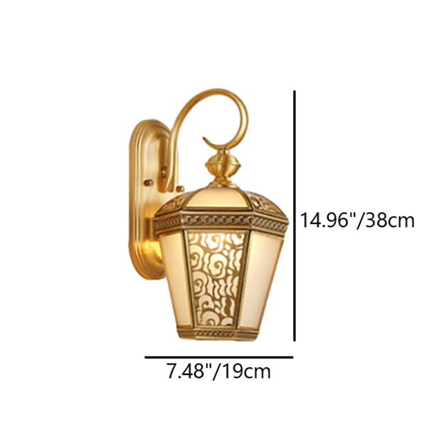 Moderne luxuriöse sechseckige Wandleuchte aus Messing und Glas mit 1 Flamme für das Wohnzimmer 