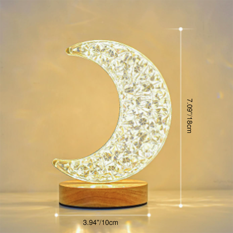 Contemporary Creative Moon &amp; Star PS Wood LED USB Table Lamp For Bedroom