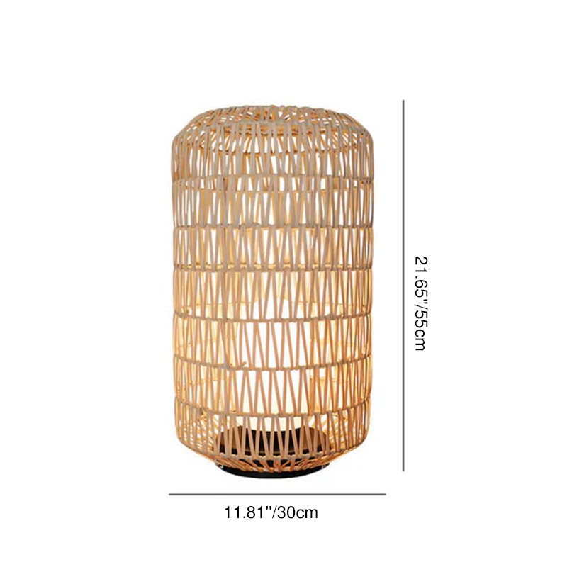 Lámpara de pie para jardín exterior de 1 luz, impermeable, con columna de ratán de plástico de estilo japonés tradicional 