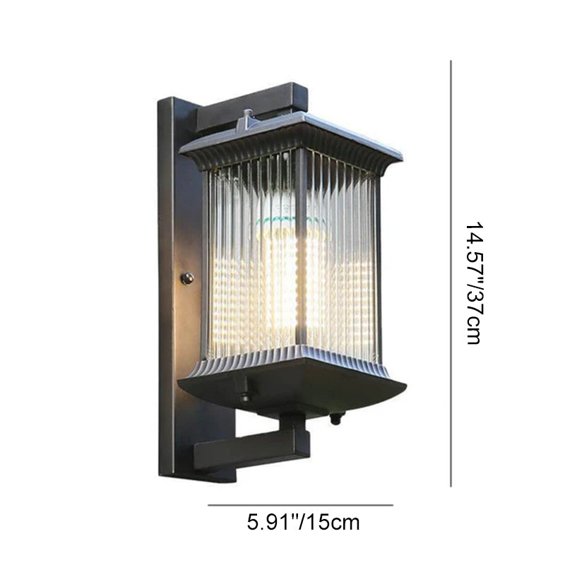 Aplique de pared exterior impermeable moderno y minimalista de aluminio y vidrio cuadrado de 1 luz para jardín 