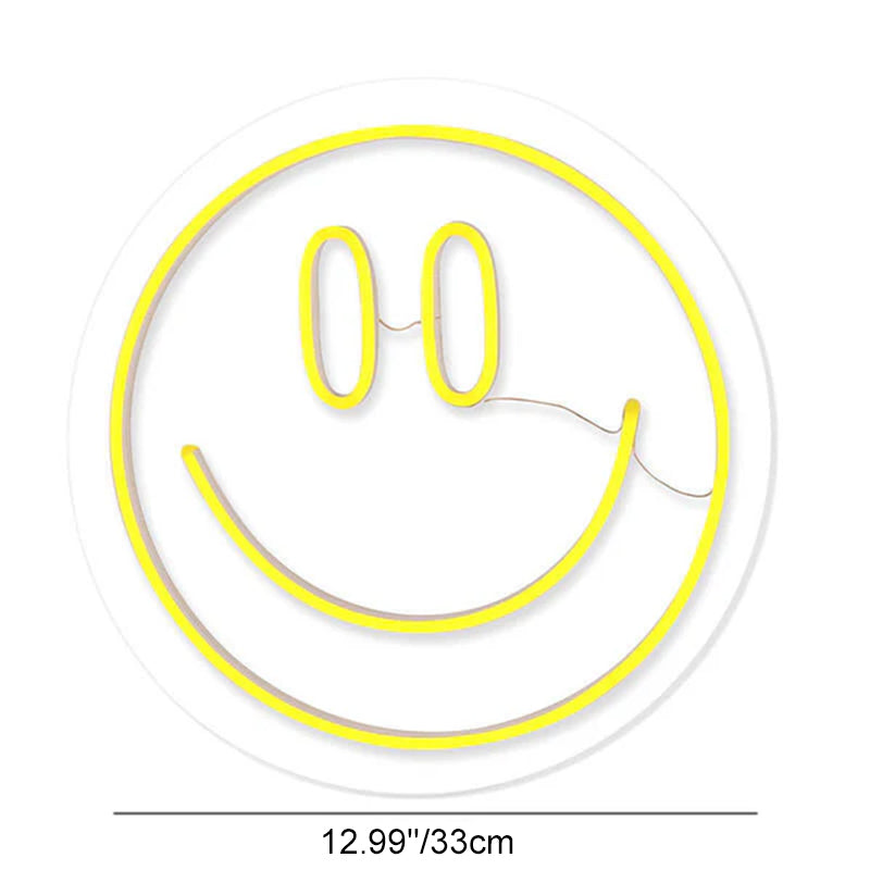 Zeitgenössische kreative Neon-Smiley-LED-Dekoleuchte aus Kunststoff für stimmungsvolle Beleuchtung im Schlafzimmer 