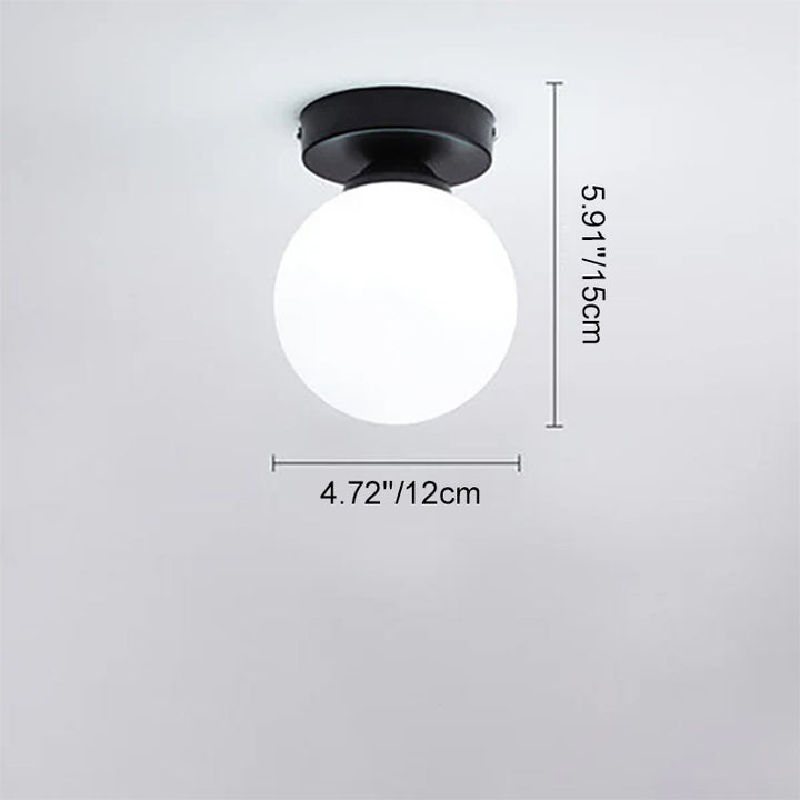 Modern Minimalist Glass Round Ball 1-Light Semi-Flush Mount Ceiling Light For Hallway