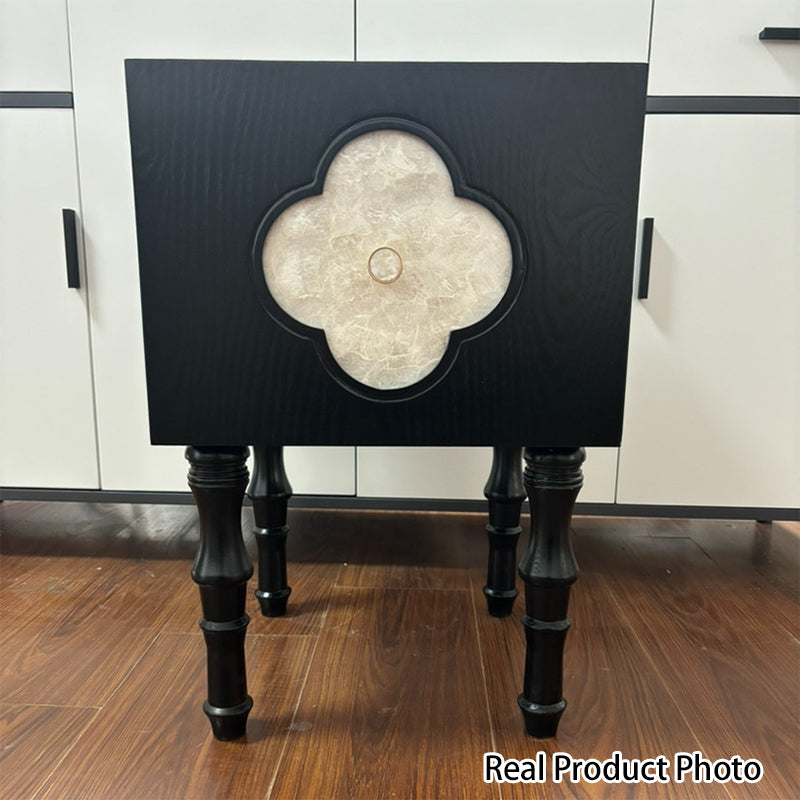 Contemporary Scandinavian Four Leaf Clover Ash Plywood Seashell Nightstand 1 - Cabinet For Bedroom