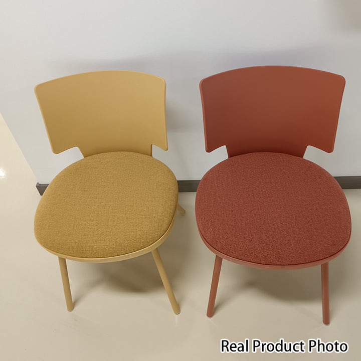 Zeitgenössischer nordischer Macaron-Baumwoll-Leinen-PP-Esszimmerstuhl mit Rückenlehne, ohne Armlehnen, für das Esszimmer 