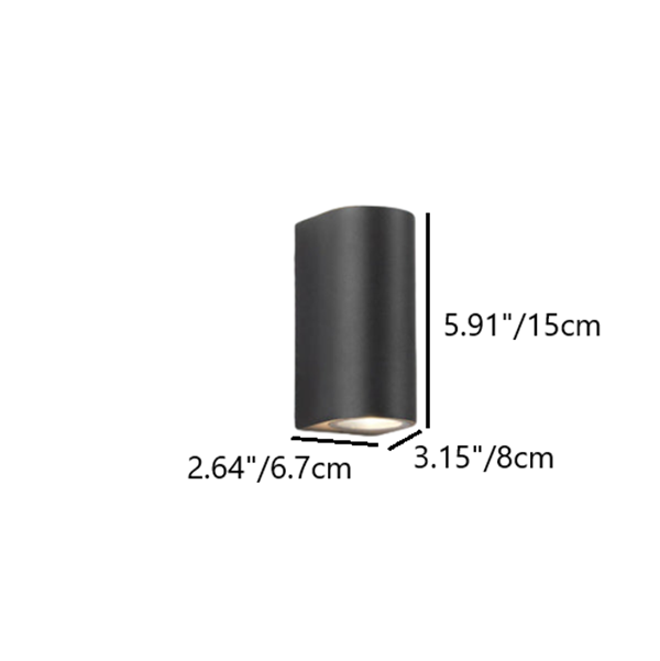 Applique murale cylindrique en verre et aluminium moderne simple pour extérieur, étanche, à 2 lumières 