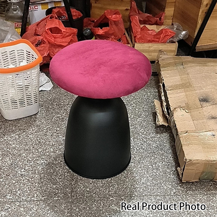 Tabouret de coiffeuse moderne minimaliste rond en tissu et métal pour chambre 