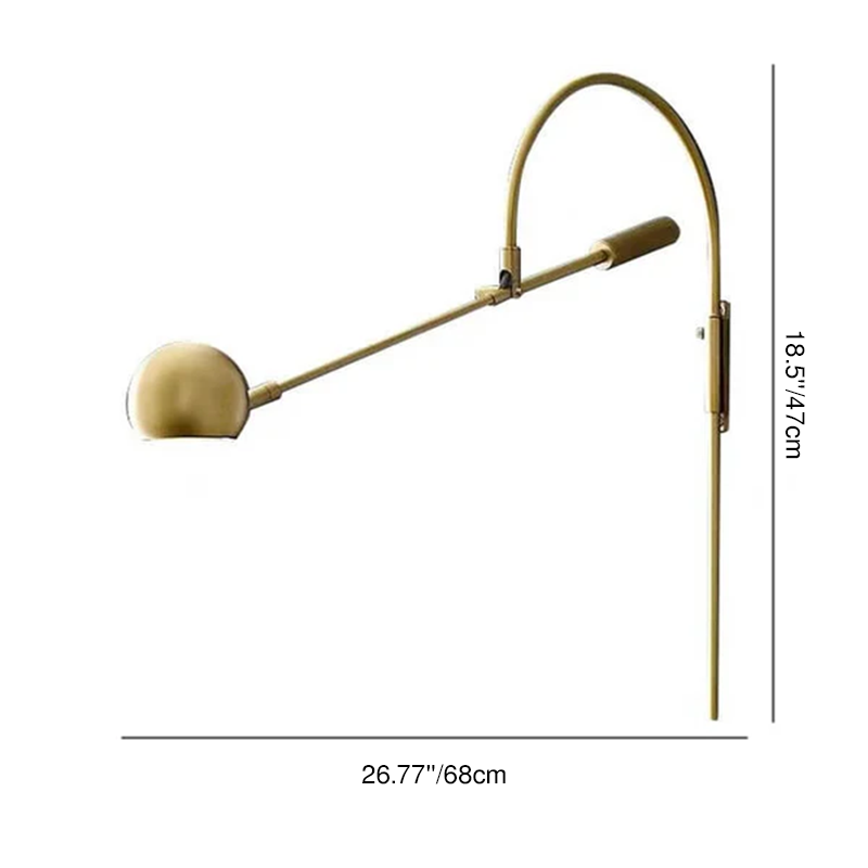 Modern Minimalist Iron Rotatable Curved Arm 1-Light Wall Sconce Lamp For Living Room