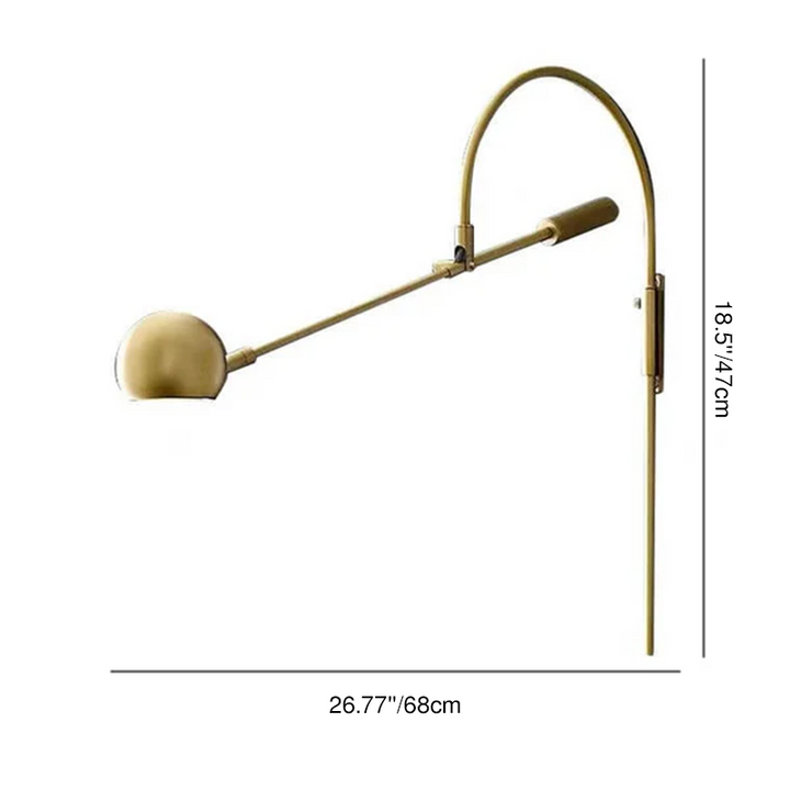 Modern Minimalist Iron Rotatable Curved Arm 1-Light Wall Sconce Lamp For Living Room