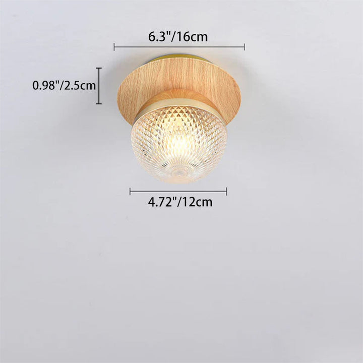 Traditional Japanese Acrylic Iron Woodgrain 1-Light Semi-Flush Mount Ceiling Light