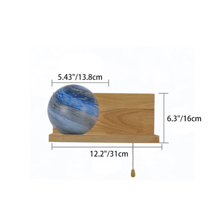 Applique murale 1 lumière avec base carrée en bois massif et verre créatif moderne 