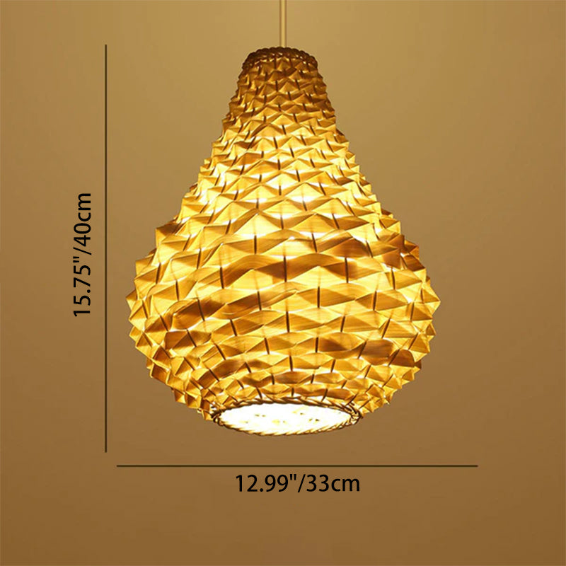 Traditional Chinese Rattan Weaving Pineapple 1-Light Pendant Light For Living Room