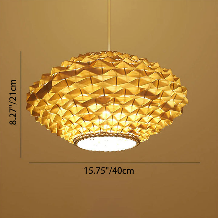Traditional Chinese Rattan Weaving Pineapple 1-Light Pendant Light For Living Room