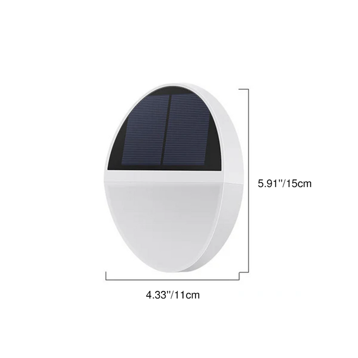 Aplique de pared exterior LED con sensor radar, cuerpo plano redondo de ABS, impermeable y solar, de estilo moderno minimalista, para jardín 