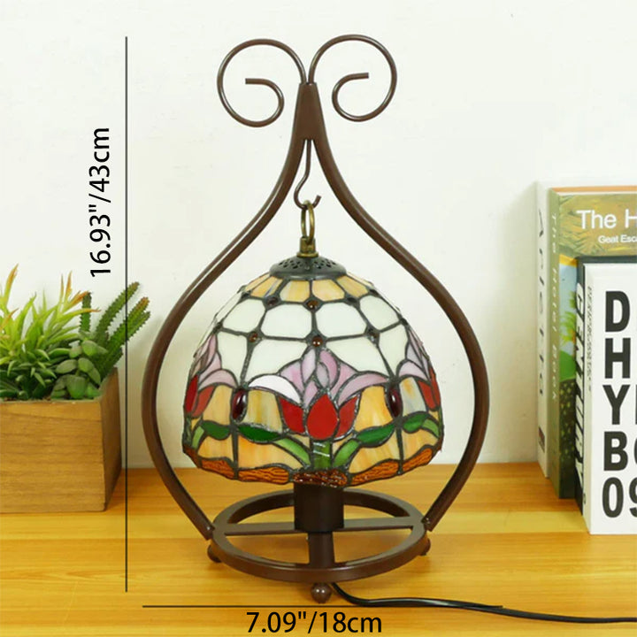 Lampe de table à 1 lumière en forme de cœur Tiffany de style européen 