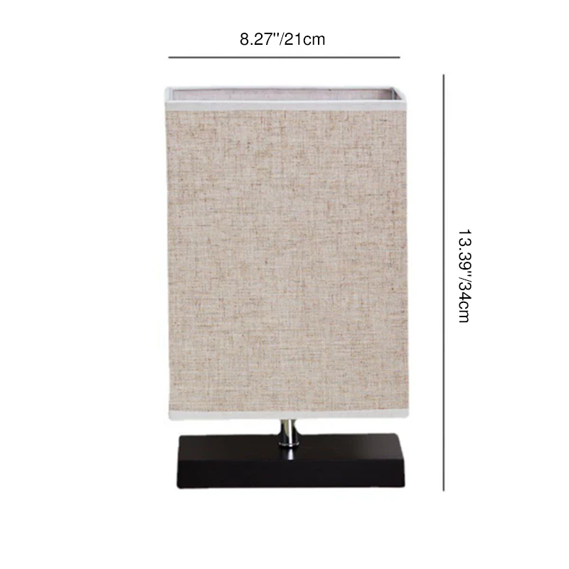 Modern Simplicity Rectangular Linen Fabric Black Iron Base 1-Light Table Lamp For Bedroom