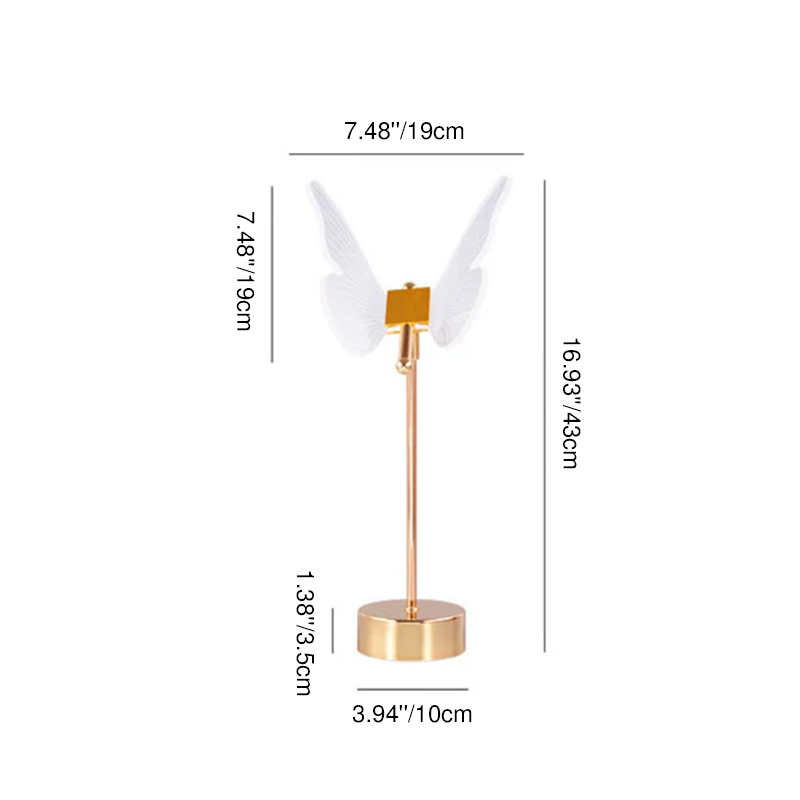 Moderne minimalistische LED-Tischlampe aus Acryl mit Blumen- und Schmetterlingsmotiv in Gold für das Schlafzimmer 