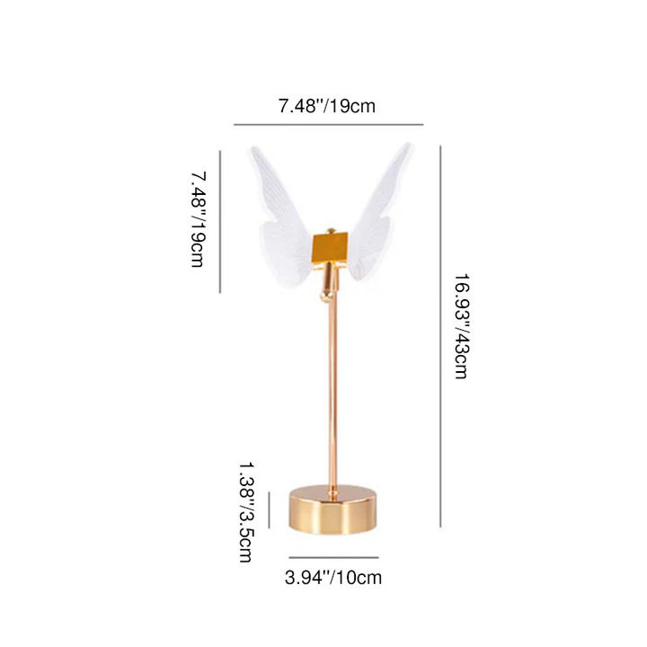 Moderne minimalistische LED-Tischlampe aus Acryl mit Blumen- und Schmetterlingsmotiv in Gold für das Schlafzimmer 
