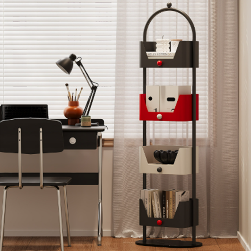 Moderner minimalistischer Aufbewahrungsregal aus Eisen und Marmor in Bogenform, 4 Ebenen, für das Wohnzimmer 